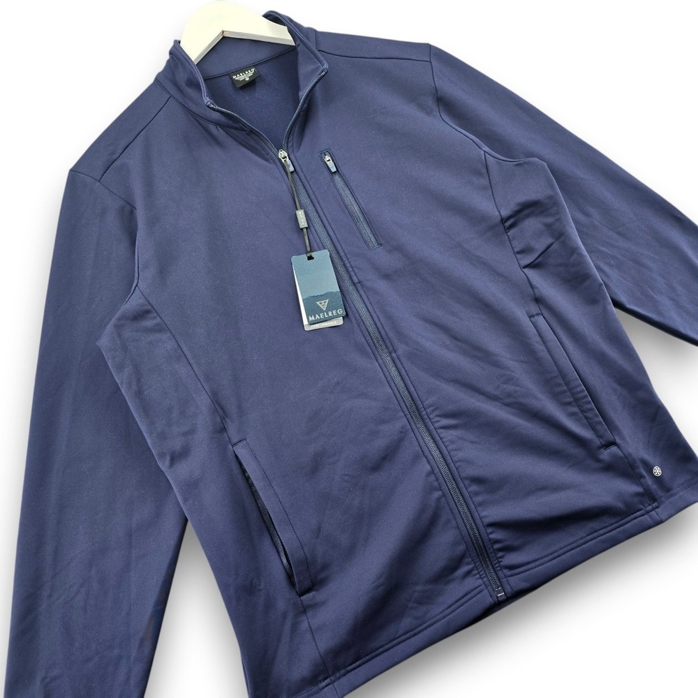 Maelreg Men Full Zip Performance Jacket Size S Navy Polyester Spandex Stretch UV